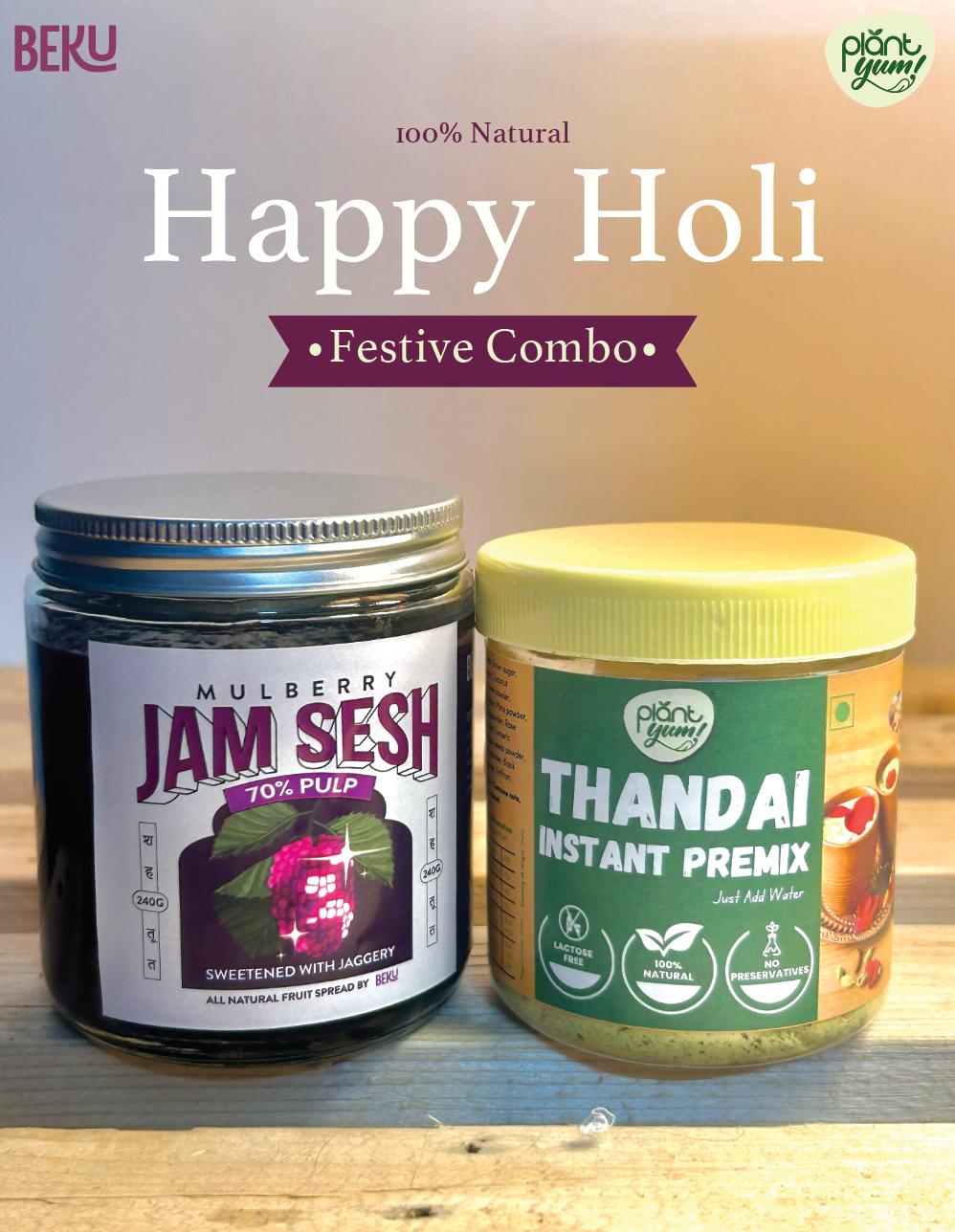 Holi Gift Hamper - Beku Mulberry Jam and Plant Yum Thandai mix