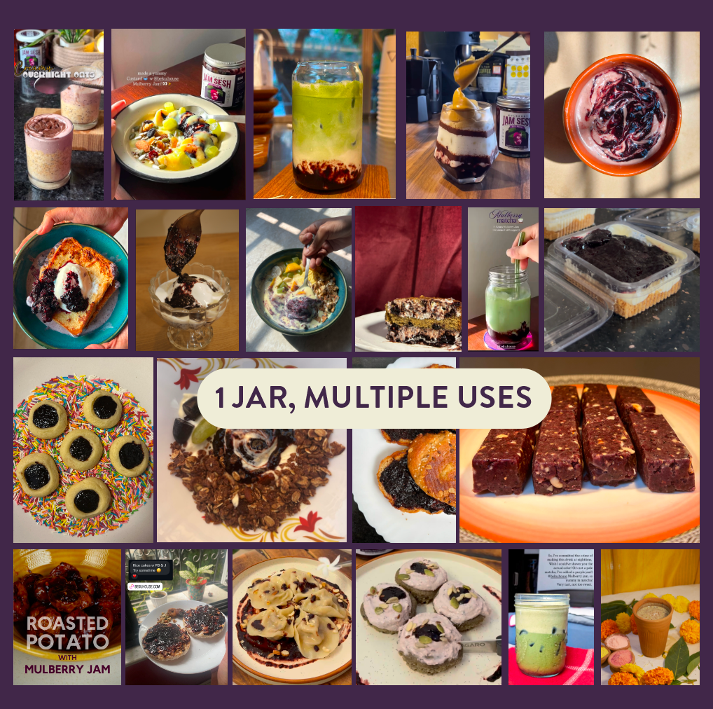 Mulberry Jam - Jam Sesh | 220 grams |  70% fruit | No refined sugar | All natural fruit spread | Sweetened with Jaggery