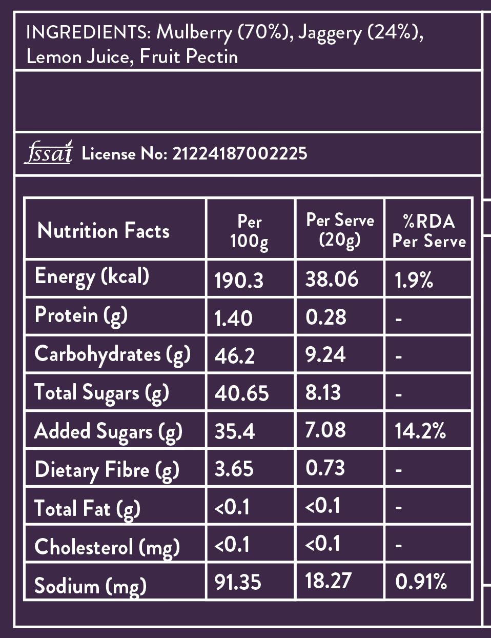 Mulberry Jam - 220 grams